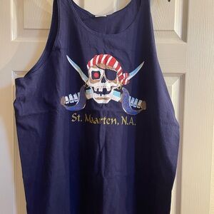 Navy Pirate Graphic Tank Top